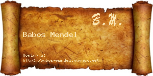 Babos Mendel névjegykártya